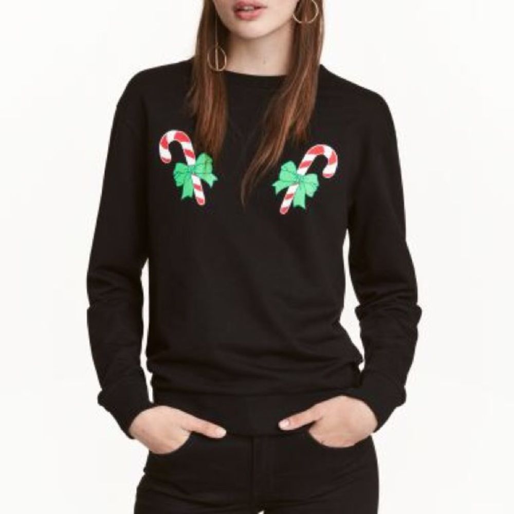 H&M Candy Cane Christmas Sweatshirt Size XS